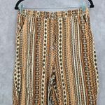 Orange Boho Floral Pullon Wide Straight Hippy Bottoms Pants S/M Small Medium Photo 2