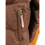 Lilly Pulitzer  Brown Puffer Jacket M Floral Lined Pink Down Coat 80/20 Duck Down Photo 4