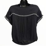 Free People Luca embroidered black v neck cross over cropped top size Medium Photo 3