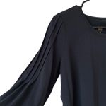 BELLE BY KIM GRAVEL NWOT Black 3/4 Sleeve Shirt Size Small Pleated Arm Detail Photo 1