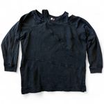 Pilcro by Anthropologie Washed Black Asymmetrical Seam Sweatshirt Size S Photo 0