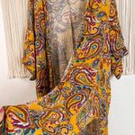 Terra & Sky Colorful Mustard Paisley Kimono Women's size 1X Photo 1