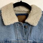 Aerie NWT Sherpa Collared Trucker Denim Jacket in Blue Photo 3