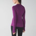 Lululemon Kanto Catch Me Long Sleeve Stripe Shirt Regal Plum Naval Blue Size 4 Photo 2