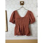 Madewell Bubble-Sleeve Smocked Peplum Top in Berry Stems - Size - 2 Photo 2