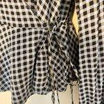 Ganni  Gingham Wrap Top Womens Size 36 Small 4 Long Sleeve Blouse Photo 4