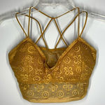 Gilly Hicks Women's Sheer Lace Floral Strappy Back Bralette Gold Size Large Photo 0