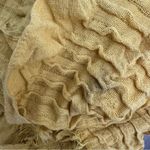 Eileen Fisher Gauze Stretch Wool Blend Ruffle Oblong Scarf Mustard Yellow 68"l Photo 4