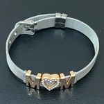 MOM Stainless Steel Mesh Slider Belt Buckle Clasp Bracelet 22.1g Photo 5
