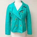 Forever 21 Teal cropped pea coat with gold buttons M Photo 0