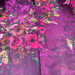 Kut From The Kloth  Purple Floral Chiffon Balloon Sleeve Button Up Blouse Size L Photo 2