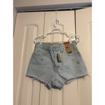 Levi's 501 High Rise Denim Shorts Light Wash Embroidered Cut Off Size 28 Photo 2