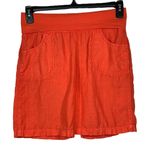 Athleta  SZ 2 Lima Linen Skirt Fold-Over Stretch Waist Pockets Slit Coral Sunset Photo 1