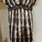 Brown Tie Dye Dress‎ V Neck Short Sleeve Elastic Waist Casual M Size M Photo 4