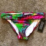 NEW NWT 2BAMBOO Green Pink Red Tropical Leaves Leaf Floral Bikini Bottom Small Photo 0