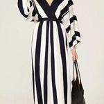 Adam Lippes COLLECTIVE Black White Striped Kimono Stripe Sleeve Dress Size 8 Photo 0