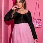 SheIn Leopard Print Velvet Bustier Bodysuit Long Sleeve Square Neck Sexy Top Photo 2