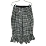 BCBGeneration  Women's Black White Gingham Ruffle Asymmetric Pencil Skirt‎ Size 4 Photo 3