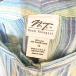 Norm Thompson Linen Blend Wide Leg Striped Cropped Pants Size 14 Beachy Green Photo 10