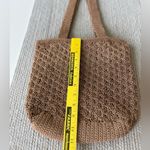 Vintage Tan Crochet Woven Shoulder Tote Bag Made in India Photo 9
