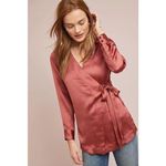 Anthropologie Moulinette Soeurs Satin Wrap Top Blouse Women’s Size XS Photo 0