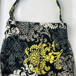 Vera Bradley  Baroque Shoulder Tote Bag Black Gray Yellow Print Photo 4