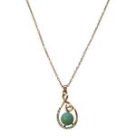 Green Faux Tahitian Pearl Diamond Gold Necklace 20" Photo 1