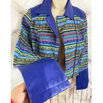 Yoki  Outerwear Aztec Mexican Faux Leather Crop Motorcycle Jacket Royal Blue S Photo 3