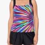 Reebok  Glasswork Bust Minimizing Soft Cup Tankini Bathing Suit Top, Size 10 NWT Photo 0