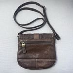 Fossil  Crossbody Purse Leather Brown Bag Small Buckle Fold Over Photo 5