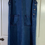 AKS Amy K. Su for Nordstrom Denim Jean Dress Sleeveless Maxi Pockets Medium Blue Photo 0