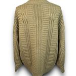 SheIn Cable Knit Tan Beige Vneck Cardigan Sweater Button Front Balloon Sleeves Medium Photo 4