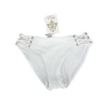 Becca Ribbed Daniella Corset Side Hipster Bikini Bottom Size Medium White NWT Photo 3