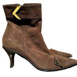 Casadei  Ankle Boots Heeled Pointed Toe Side Zip Stiletto Suede Leather Brown Photo 0