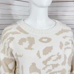 Pink Lily  Animal Cheetah Print Balloon Sleeve Sweater Ivory Tan Small Photo 5