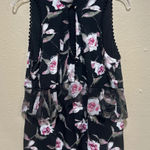 White House | Black Market  XS Floral Sleeveless‎ Ruffle Trim Blouse Top Photo 0