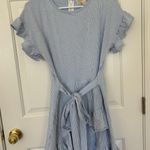 Michael Kors Michael by  blue and white striped dress with front tie Photo 0