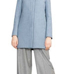 ZARA Basic Dusty Blue Hooded Wool Coat Photo 0