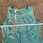 Kenar  Teal Ruffle Front Sleeveless Top Exposed Back Zip L Photo 5