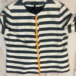 Talbots Blazer Womens Size 14 Ivory Blue Nautical Stripe Preppy Career Office Photo 7