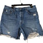 Levi's 501 Distressed Denim Shorts Womens Sz W33 6 inch Inseam Button Fly Photo 0