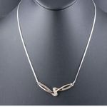 STERLING SILVER 925 & 10K ROSE GOLD FANCY BROWN GENUINE DIAMOND PLAQUE NECKLACE Photo 2