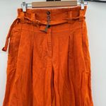 Eudon Choi Belted Wide Leg Pants Bright Orange Linen‎ Blend High Rise Women’s 2 Photo 8