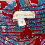 Anthropologie Love the Label Bouquet Smocked Tiered Ruffle Skirt Maxi Dress Blue Red Floral Photo 4