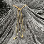 Global Goods Partners Handmade Stamped Brass Bead Bib Necklace Braided Strap Gold Photo 5
