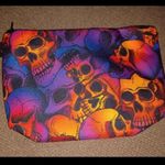 Skull Halloween 80’s Zipper Makeup Bag New Photo 8
