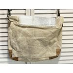 Myra Hair On Cowhide Leather Canvas Paisley Shoulder Bag Boho Gray/Tan Photo 12