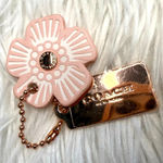 Coach 1"  Gold Tea Rose Flower Floral Bag Charm Hang Tag Photo 0