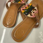 Tory Burch Sandals Pastel Rainbow Printed Patented Leather Miller Sandals Size 5 Photo 2