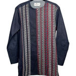 VTG Valentino Mandarin Collar Button Down Tunic Top Jacket Sz. 40 (US 4) Blue Photo 0